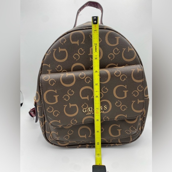 Guess Vintage Maroon Strap Brown Logo Backpack - Picture 4 of 14